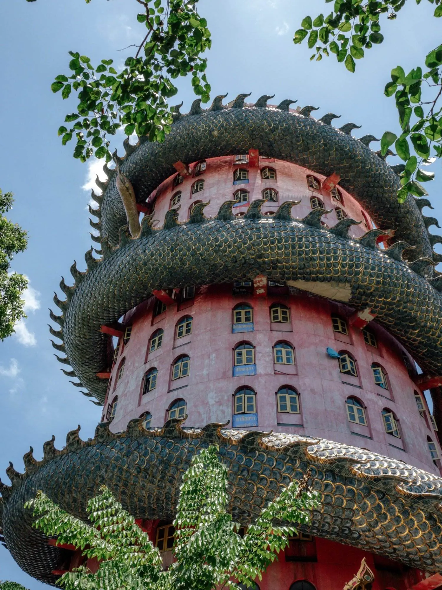BASE OF WAT SAM PHRAN TEMPLE WITH DRAGON